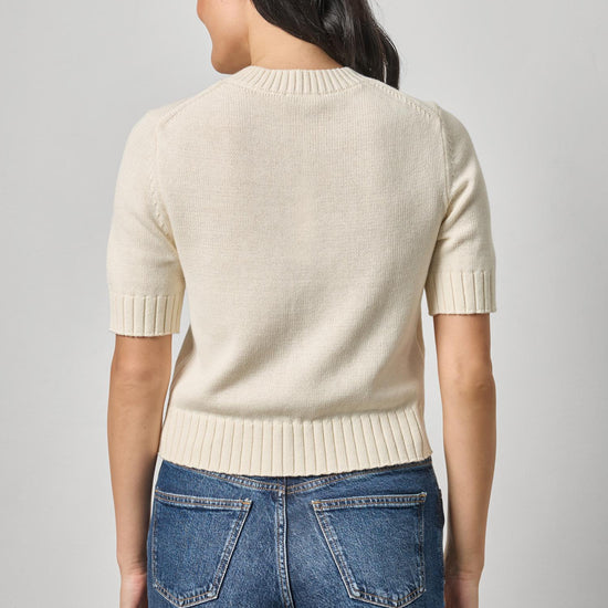 Elbow Sleeve Button Cardigan Womens Sweater Off White A2