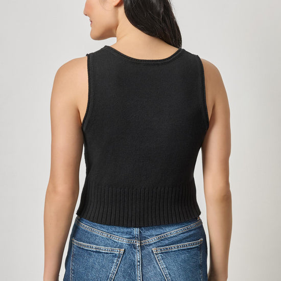 Cropped Scoop Tank Sweater Womens Sweater Black A2