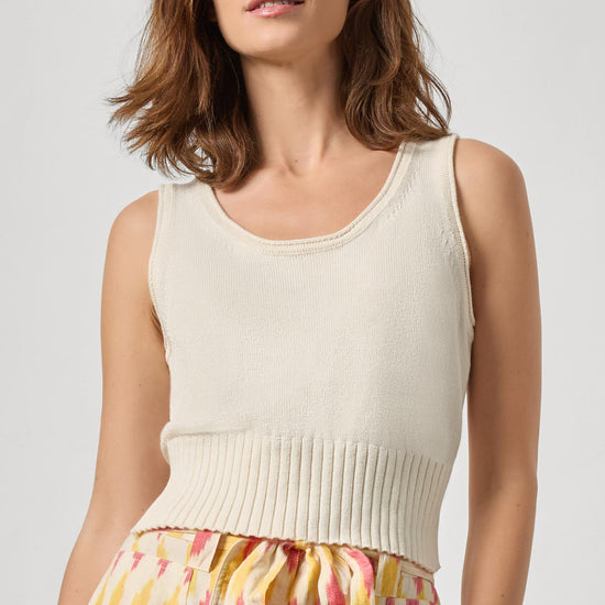 Cropped Scoop Tank Sweater Womens Sweater Off White A1