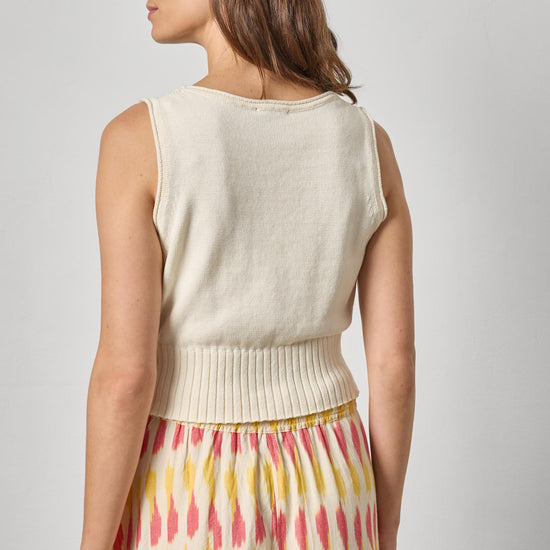 Cropped Scoop Tank Sweater Womens Sweater Off White A2