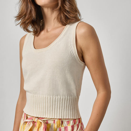 Cropped Scoop Tank Sweater Womens Sweater Off White A3