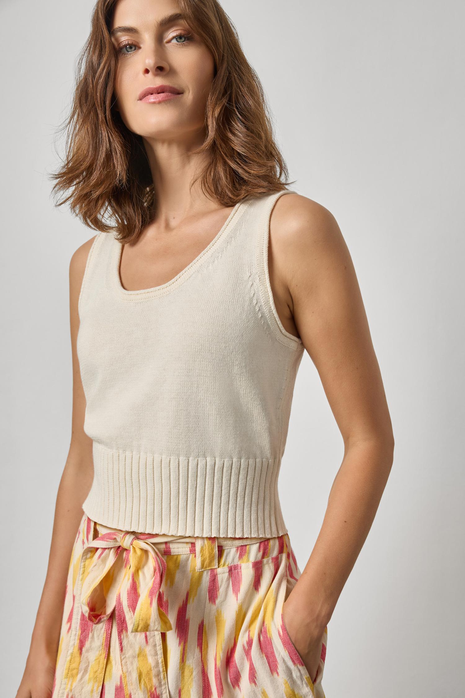 Cropped Scoop Tank Sweater Womens Sweater Off White A3