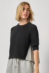 Denim Elbow Sleeve Sweater Womens Sweater Black A1