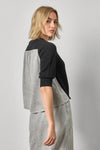 Denim Elbow Sleeve Sweater Womens Sweater Black A3