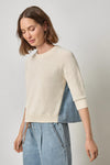 Denim Elbow Sleeve Sweater Womens Sweater Off White A1