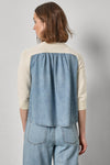 Denim Elbow Sleeve Sweater Womens Sweater Off White A2