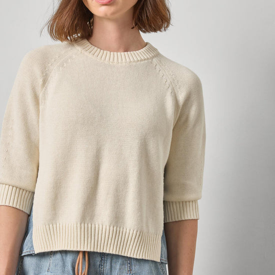 Denim Elbow Sleeve Sweater Womens Sweater Off White A4