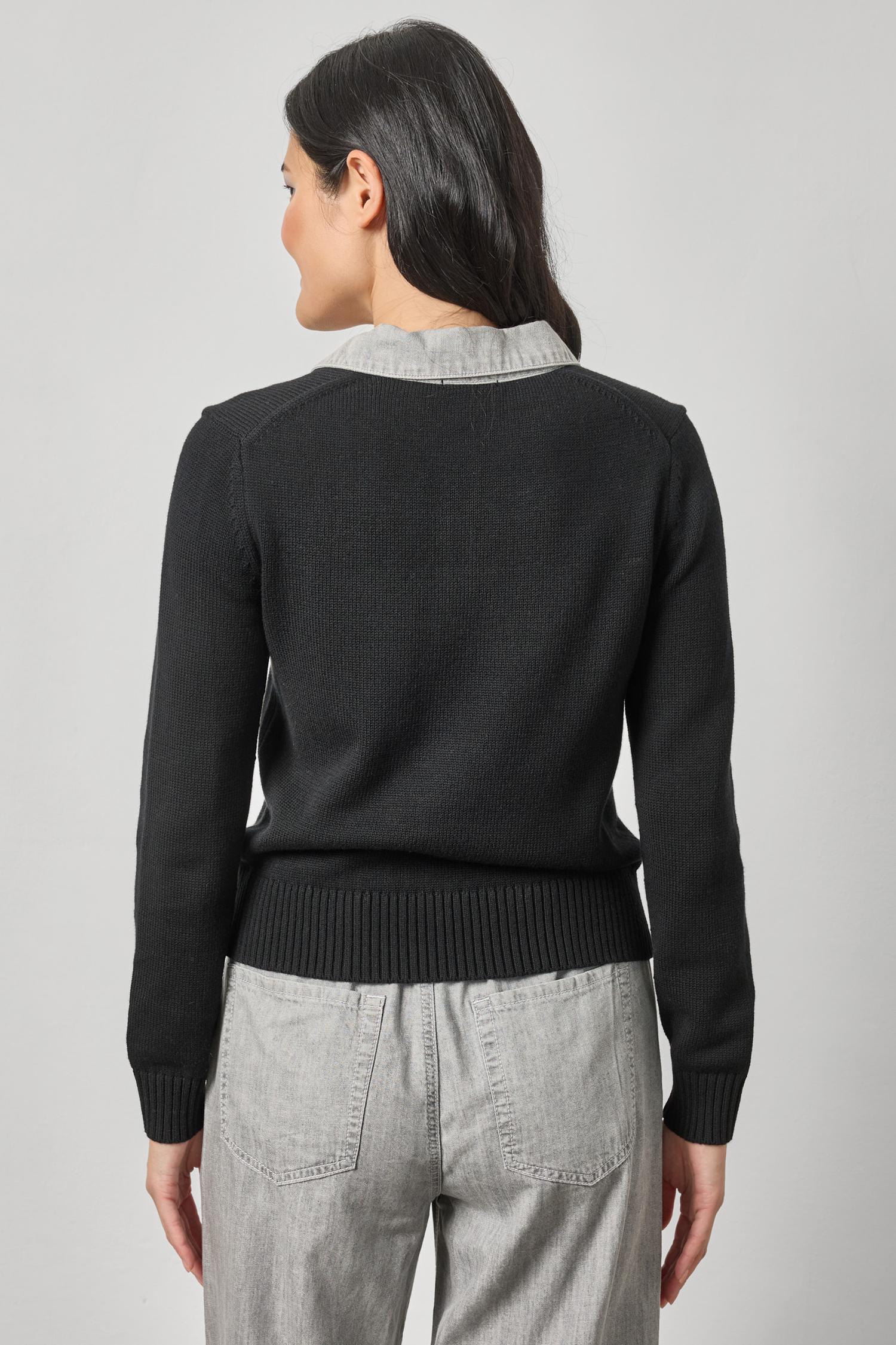 Denim Collar Polo Sweater – Lilla P