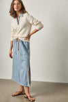 Denim Collar Polo Sweater Womens Sweater Off White A3