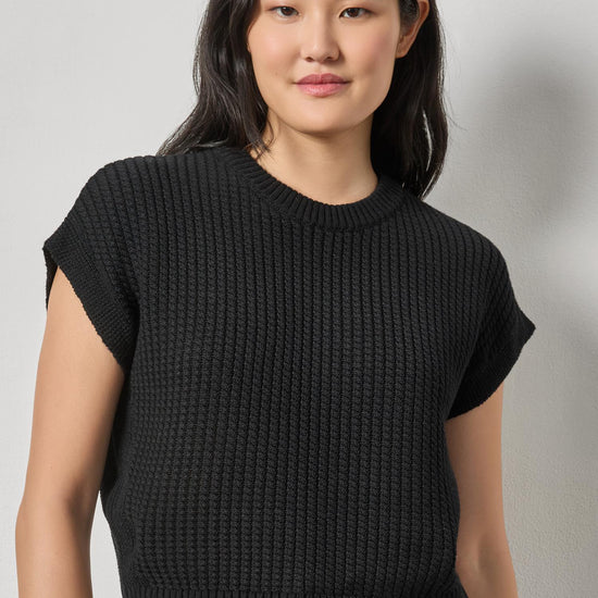 Textured Wedge Sweater Womens Sweater Black A1