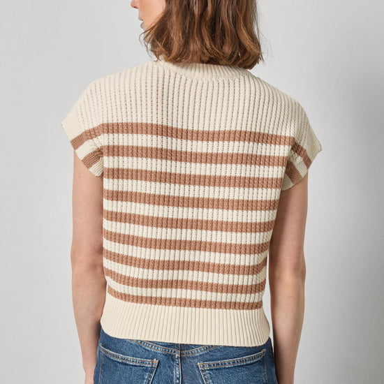 Textured Wedge Sweater Womens Sweater Fawn Stripe A2