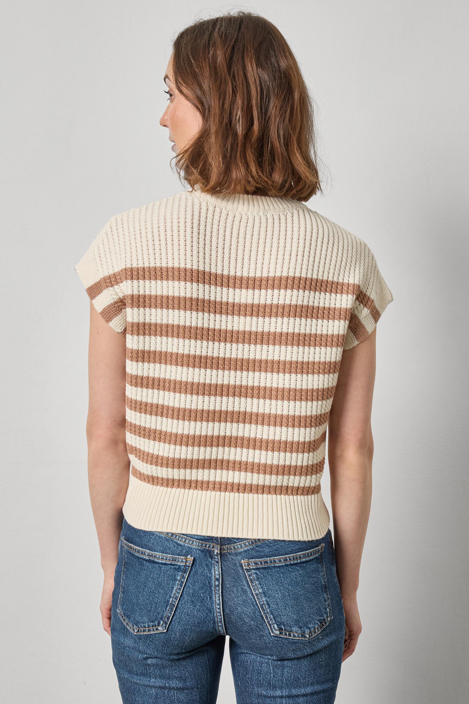 Textured Wedge Sweater Womens Sweater Fawn Stripe A2