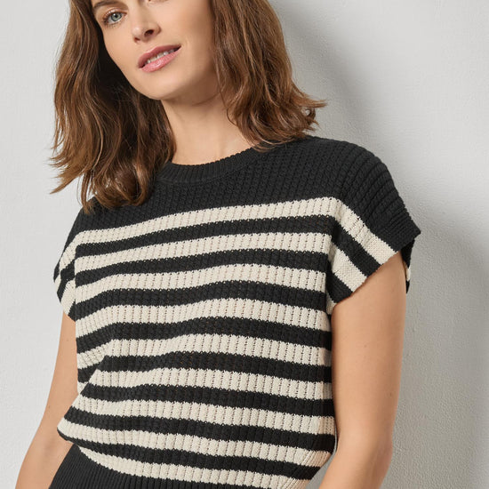 Textured Wedge Sweater Womens Sweater Jet Black Stripe A1