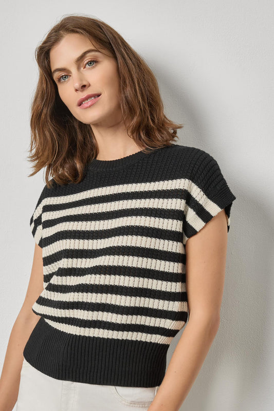 Textured Wedge Sweater Womens Sweater Jet Black Stripe A1