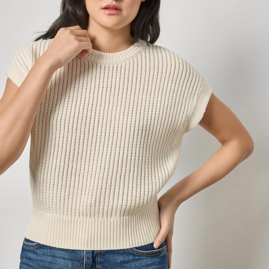 Textured Wedge Sweater Womens Sweater Off White A1