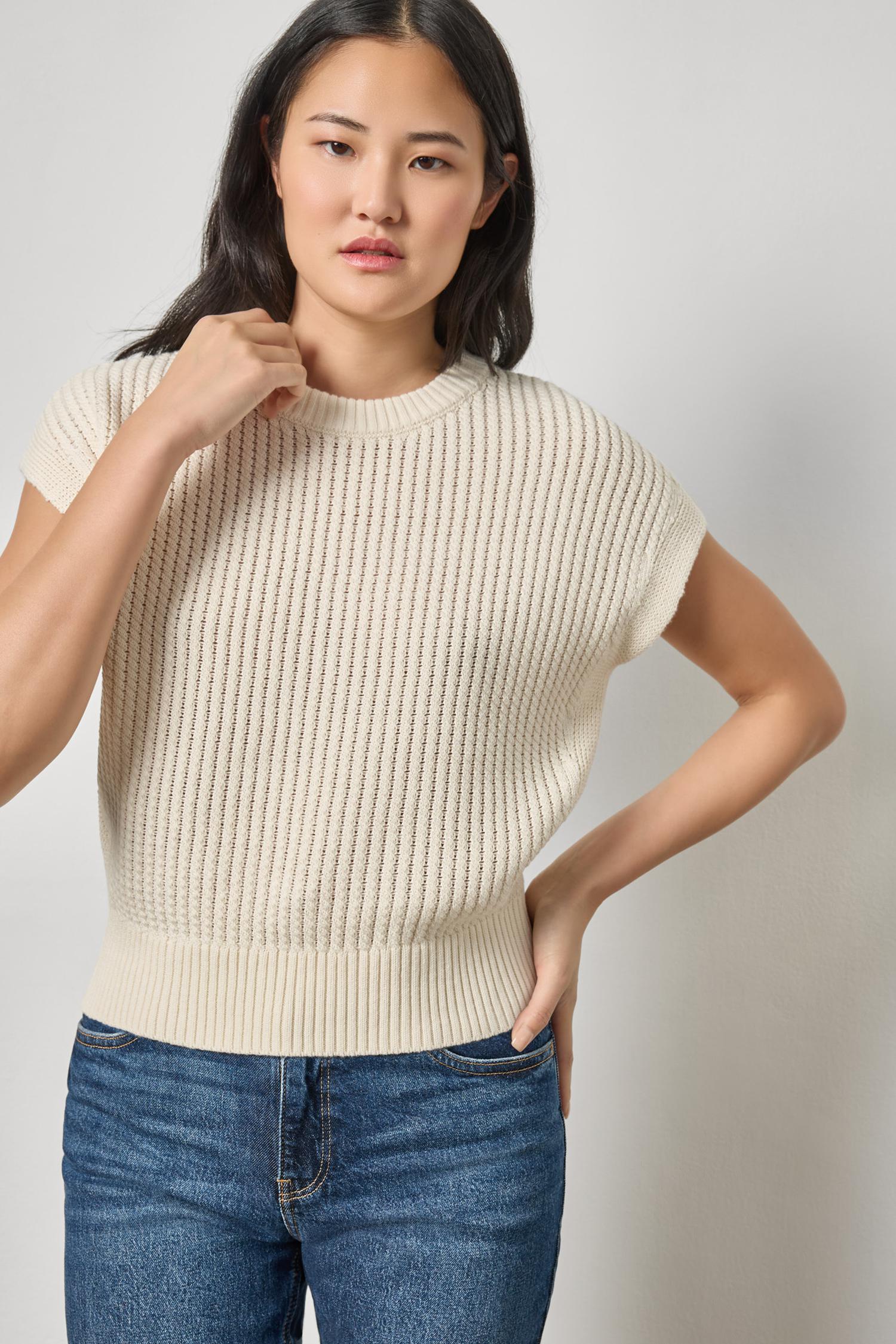 Textured Wedge Sweater Womens Sweater Off White A1