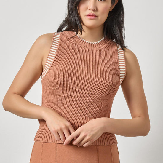 Sleeveless Crewneck Sweater Womens Sweater Driftwood A3