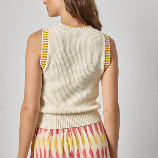 Sleeveless Crewneck Sweater Womens Sweater Ecru A2