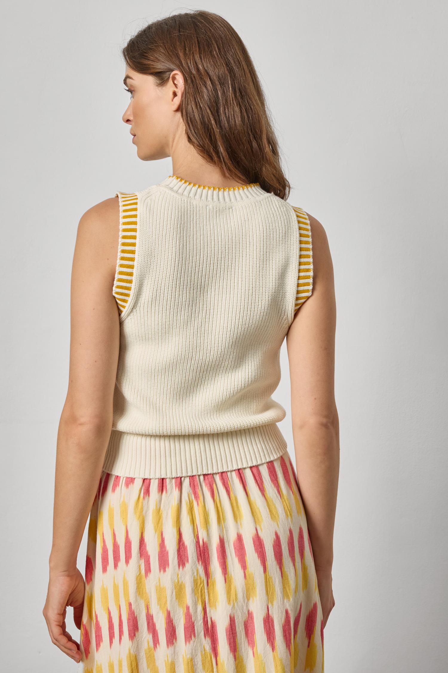 Sleeveless Crewneck Sweater Womens Sweater Ecru A2