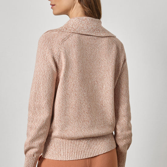 Lace Neck Polo Sweater Womens Sweater Driftwood Marl A2