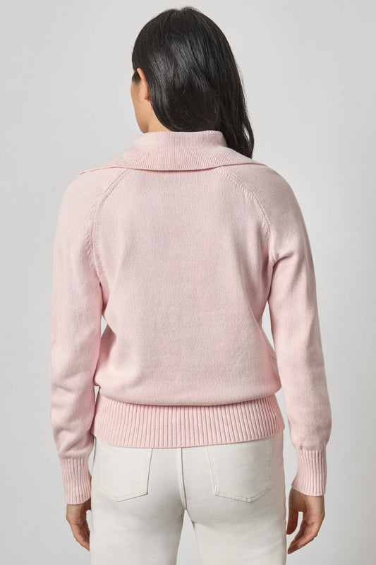 Lace Neck Polo Sweater Womens Sweater Peony Marl A2