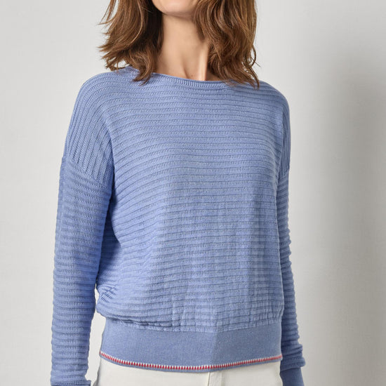 Tipped Hem Wide Neck Sweater Womens Sweater Cornflower A1