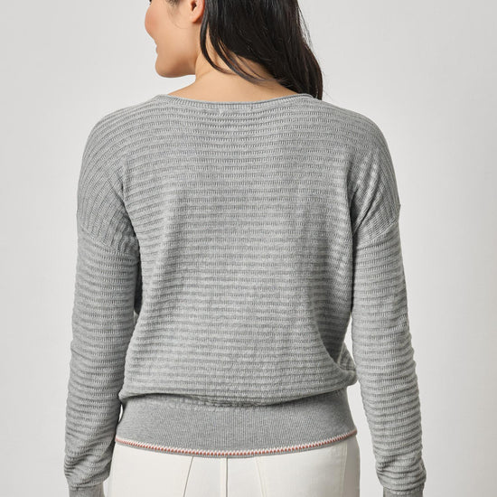 Tipped Hem Wide Neck Sweater Womens Sweater Heather Grey A2