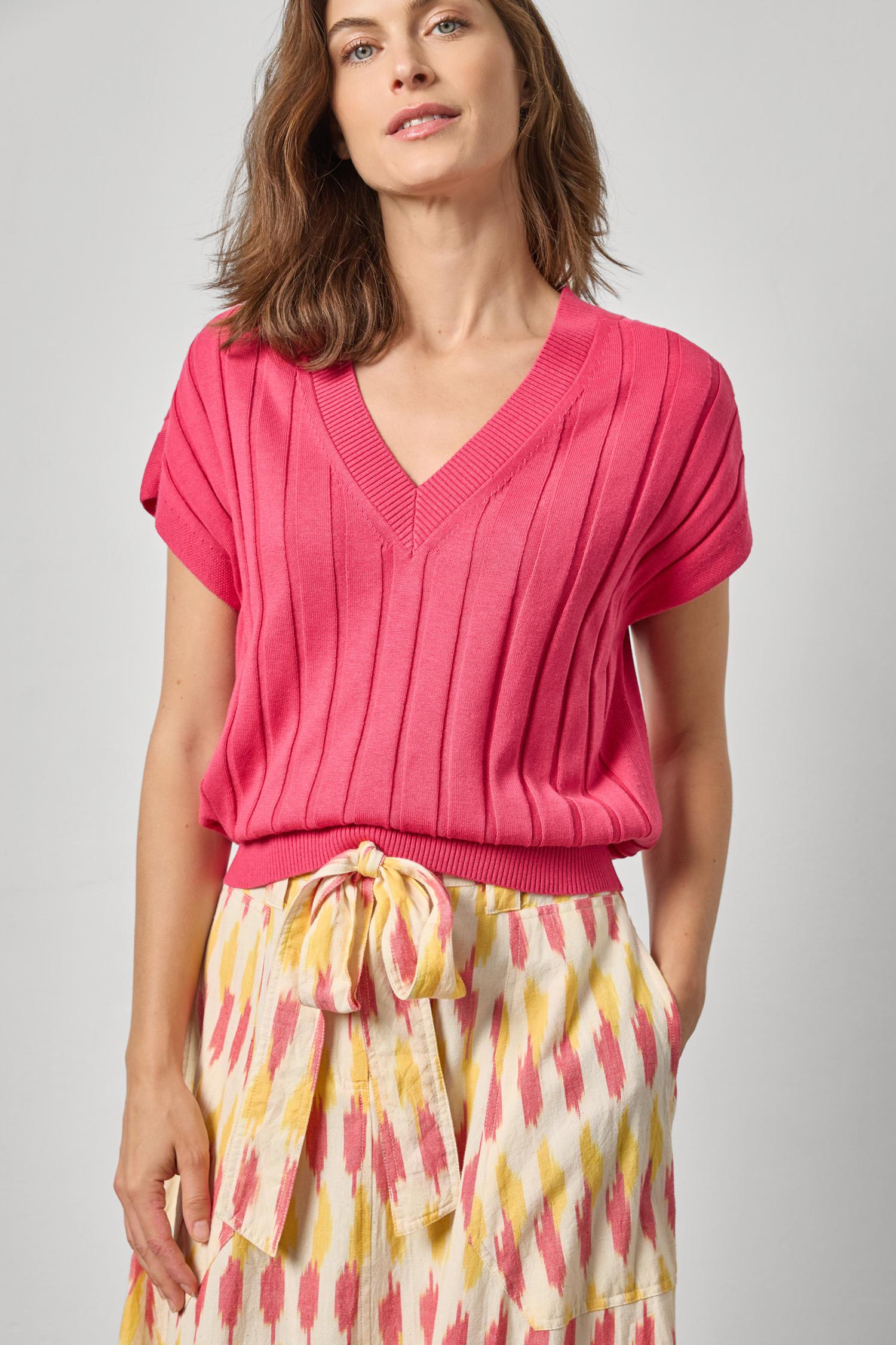 Wide Rib Wedge V-Neck Sweater Womens Sweater Azalea A1