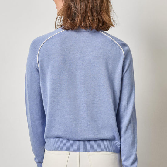 Saddle Sleeve V-Neck Cardigan Womens Sweater Cornflower A2