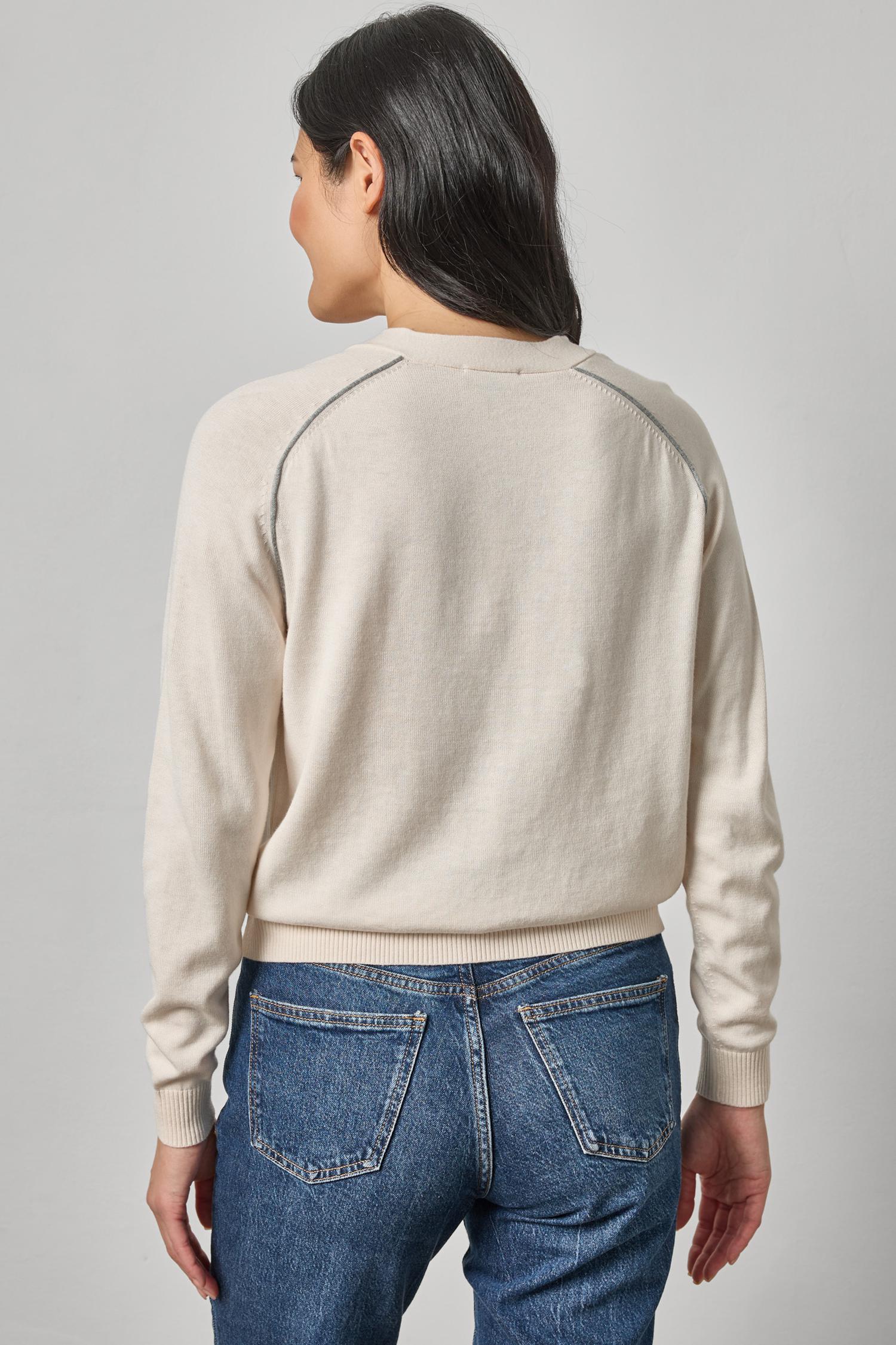 Saddle Sleeve V-Neck Cardigan Womens Sweater Pearl A2