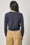 Picot Edge Crewneck Sweater Womens Sweater Navy A2