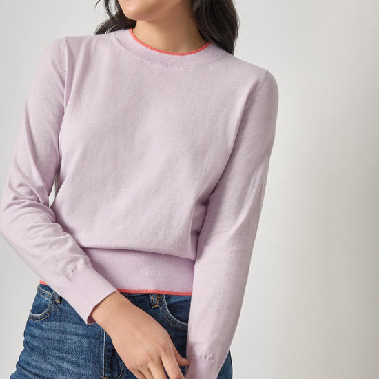 Picot Edge Crewneck Sweater Womens Sweater Wisteria A1