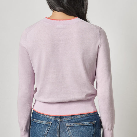 Picot Edge Crewneck Sweater Womens Sweater Wisteria A2