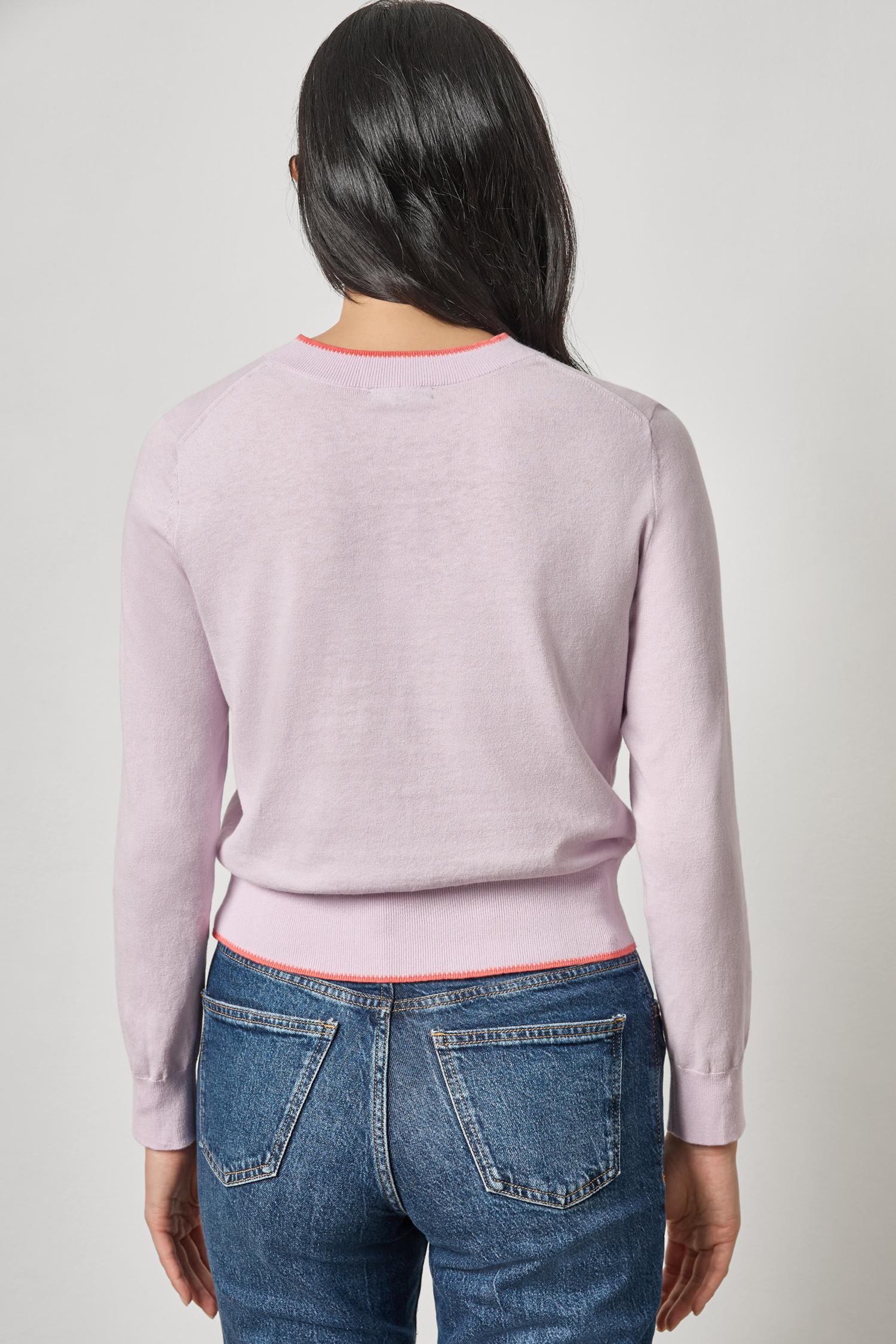 Picot Edge Crewneck Sweater Womens Sweater Wisteria A2