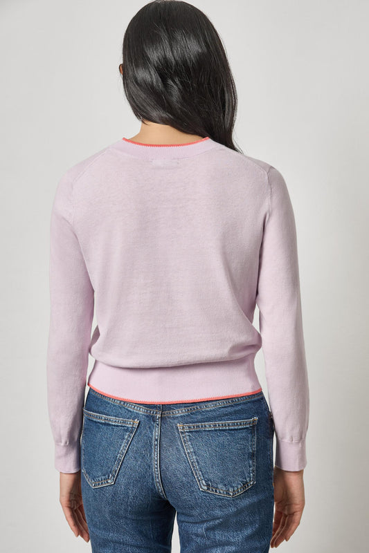 Picot Edge Crewneck Sweater Womens Sweater Wisteria A2