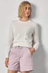 Picot Edge Crewneck Sweater Womens Sweater White Linen A1