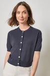 Short Sleeve Cardigan Womens Sweater Navy A1