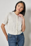 Short Sleeve Cardigan Womens Sweater White Linen A1