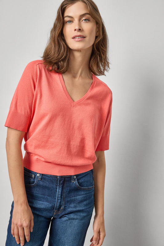 V-Neck Saddle Sleeve Sweater in color Firefly Image A1