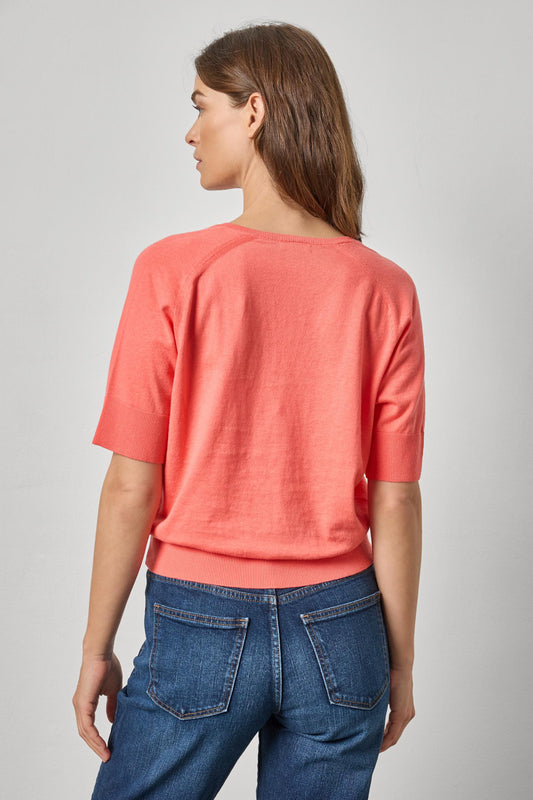 V-Neck Saddle Sleeve Sweater in color Firefly Image A2