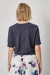 V-Neck Saddle Sleeve Sweater Womens Sweater Navy A2