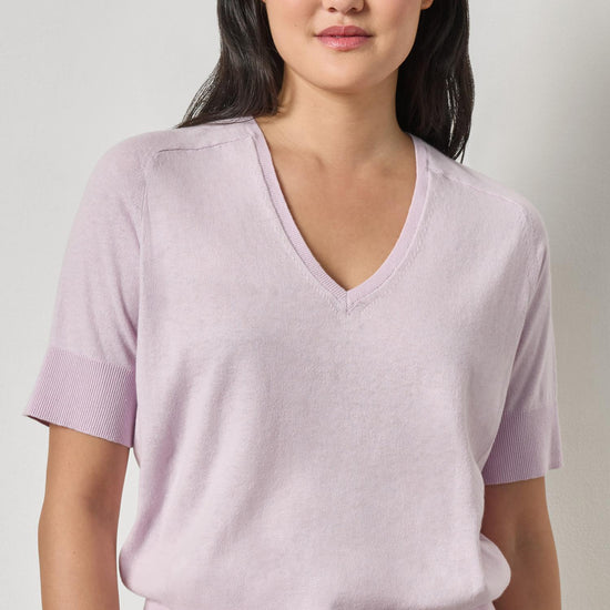 V-Neck Saddle Sleeve Sweater in color Wisteria Image A1