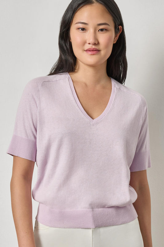 V-Neck Saddle Sleeve Sweater in color Wisteria Image A1