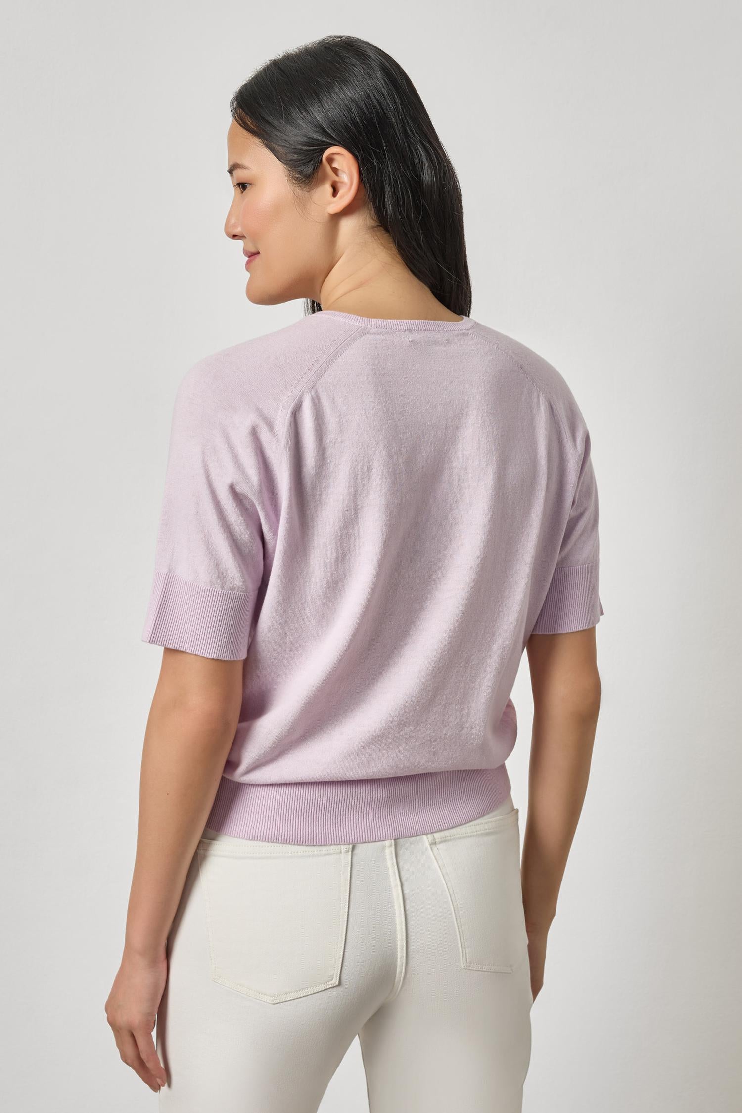 V-Neck Saddle Sleeve Sweater in color Wisteria Image A2