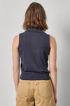 Sleeveless Polo Sweater Womens Sweater Navy A2