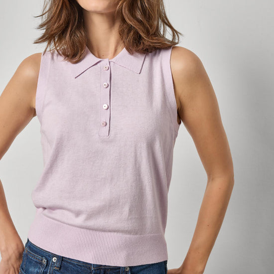 Sleeveless Polo Sweater Womens Sweater Wisteria A1