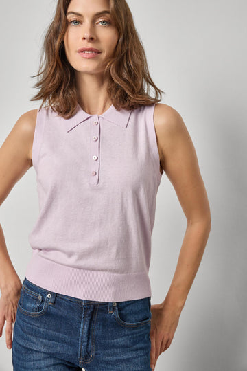 Sleeveless Polo Sweater Womens Sweater Wisteria A1