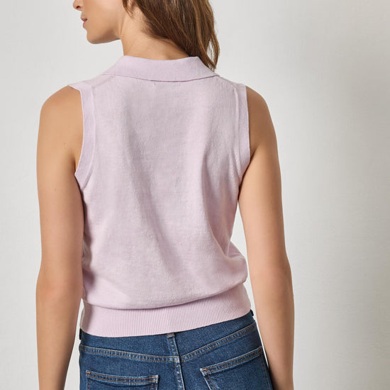 Sleeveless Polo Sweater Womens Sweater Wisteria A2
