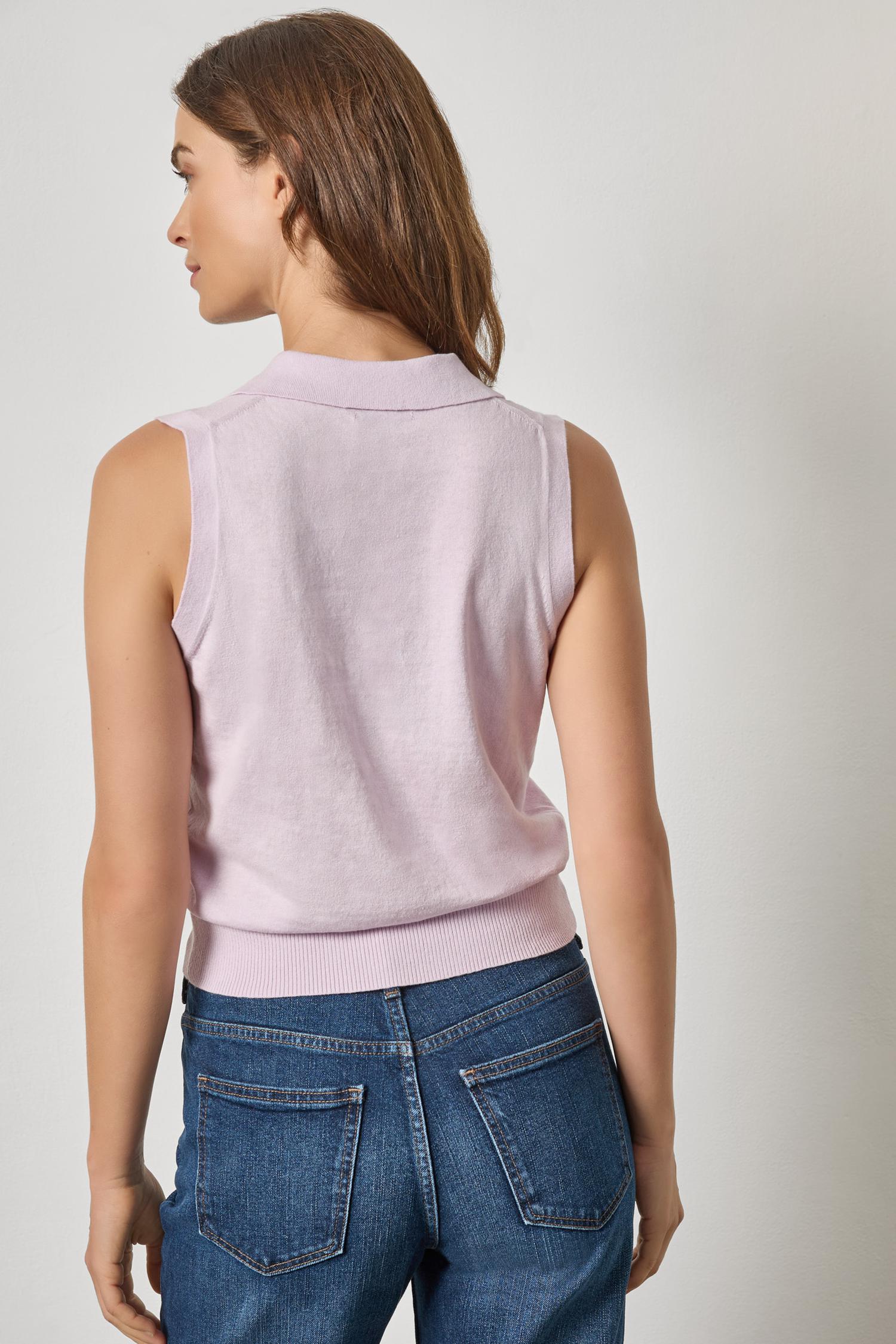 Sleeveless Polo Sweater Womens Sweater Wisteria A2