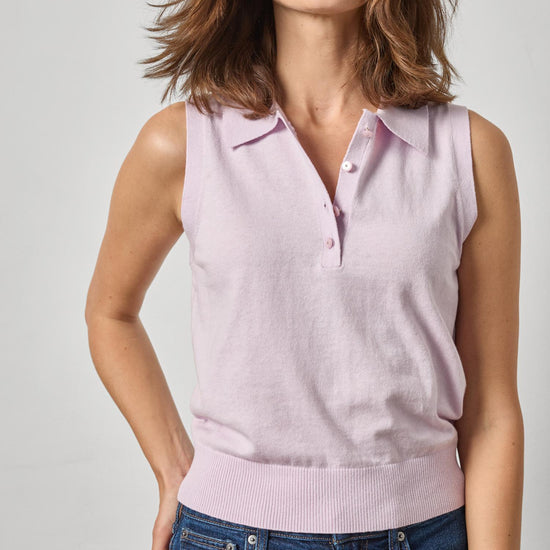 Sleeveless Polo Sweater Womens Sweater Wisteria A3